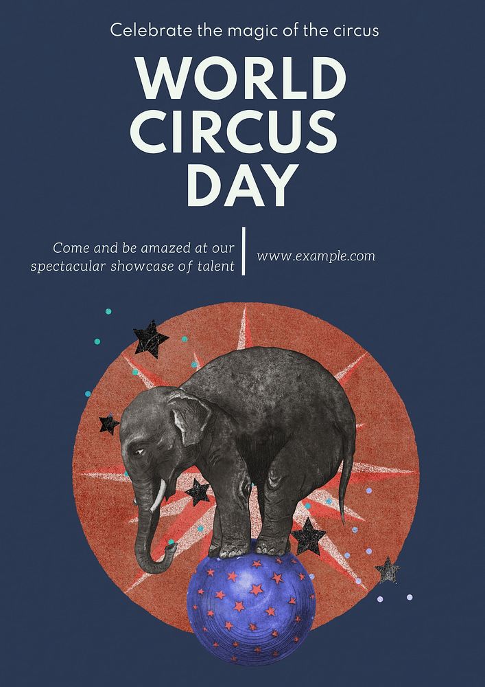 World circus day poster template, editable text and design