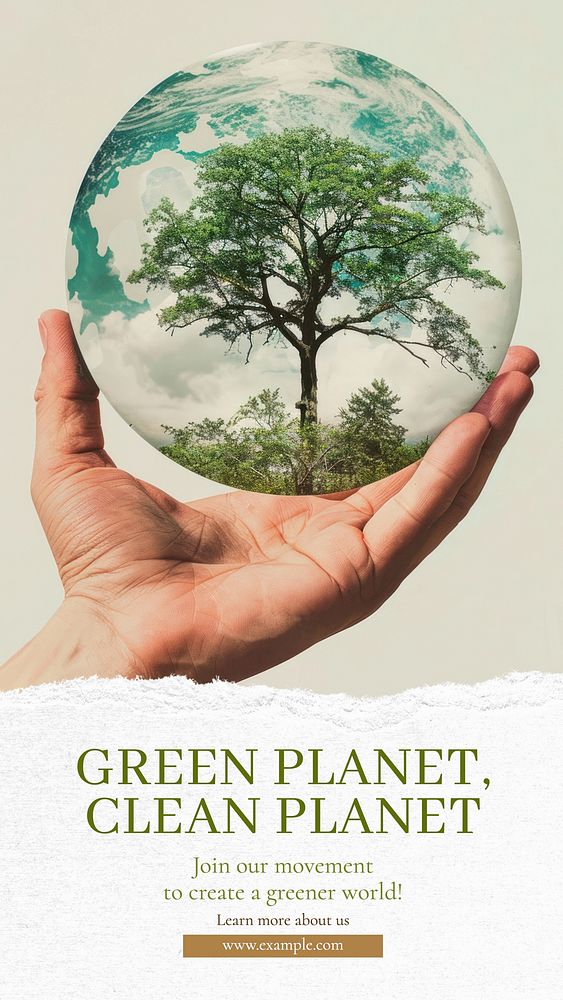 Green & clean planet Instagram story template