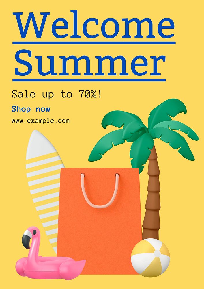 Welcome summer sale poster template