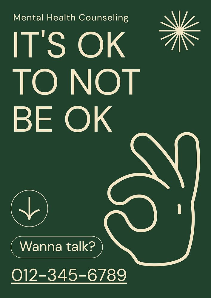 Mental health hotline poster template