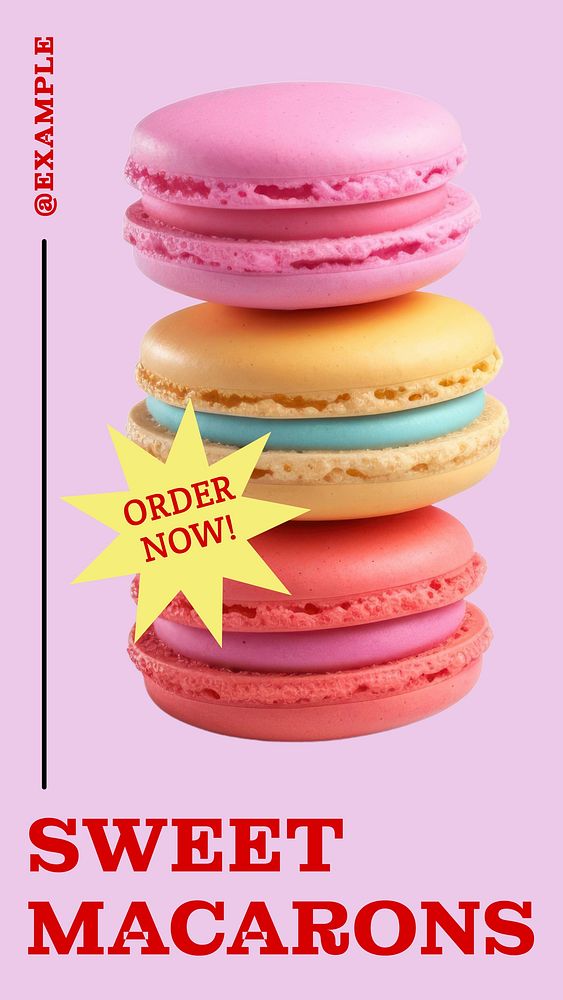 Sweet macarons Instagram story template, editable text