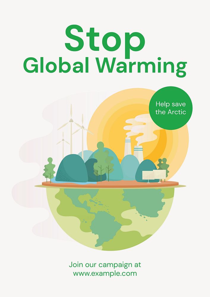 Stop global warming poster template  