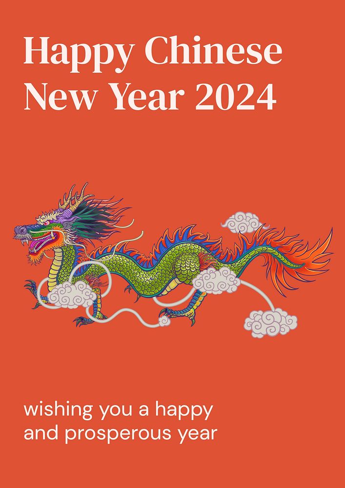 Chinese new year   greeting poster template
