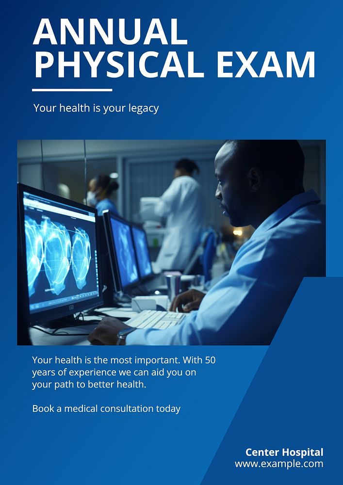 Annual physical exam poster template, editable text and design