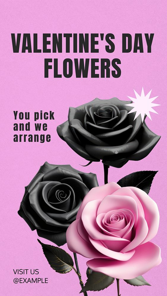 Valentine's flower Facebook story template