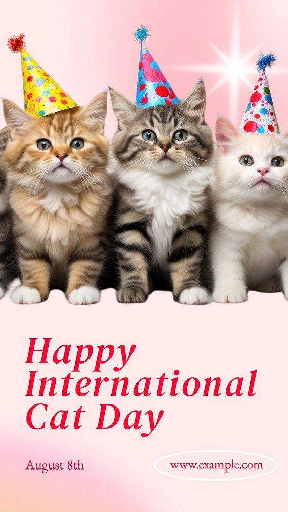 International cat day Instagram story template, editable text