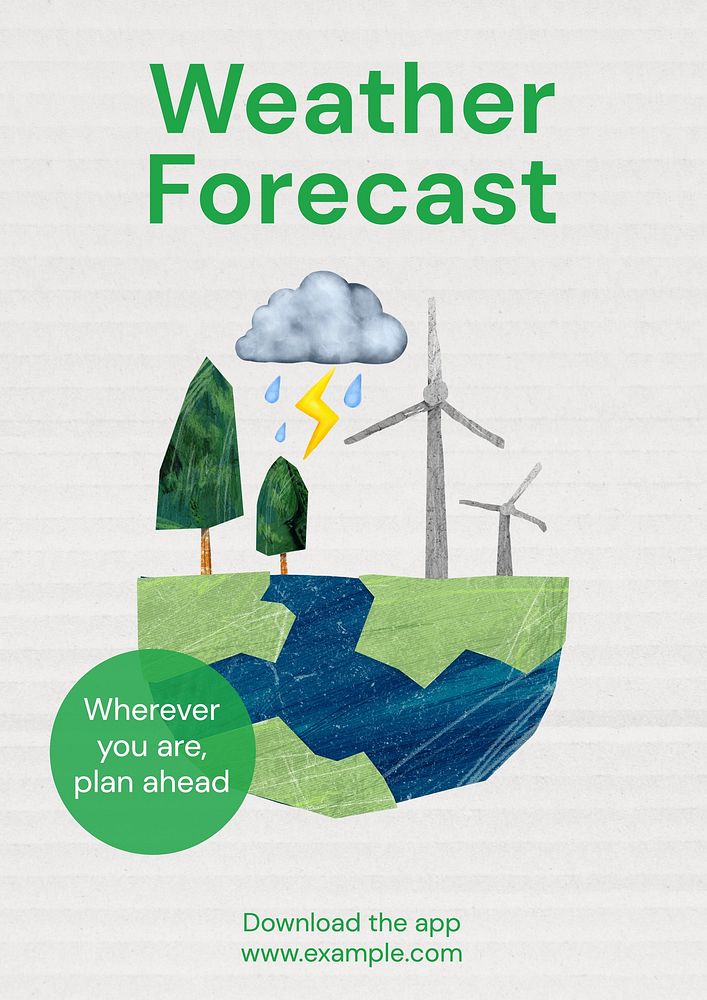 Weather forecast poster template, editable text and design