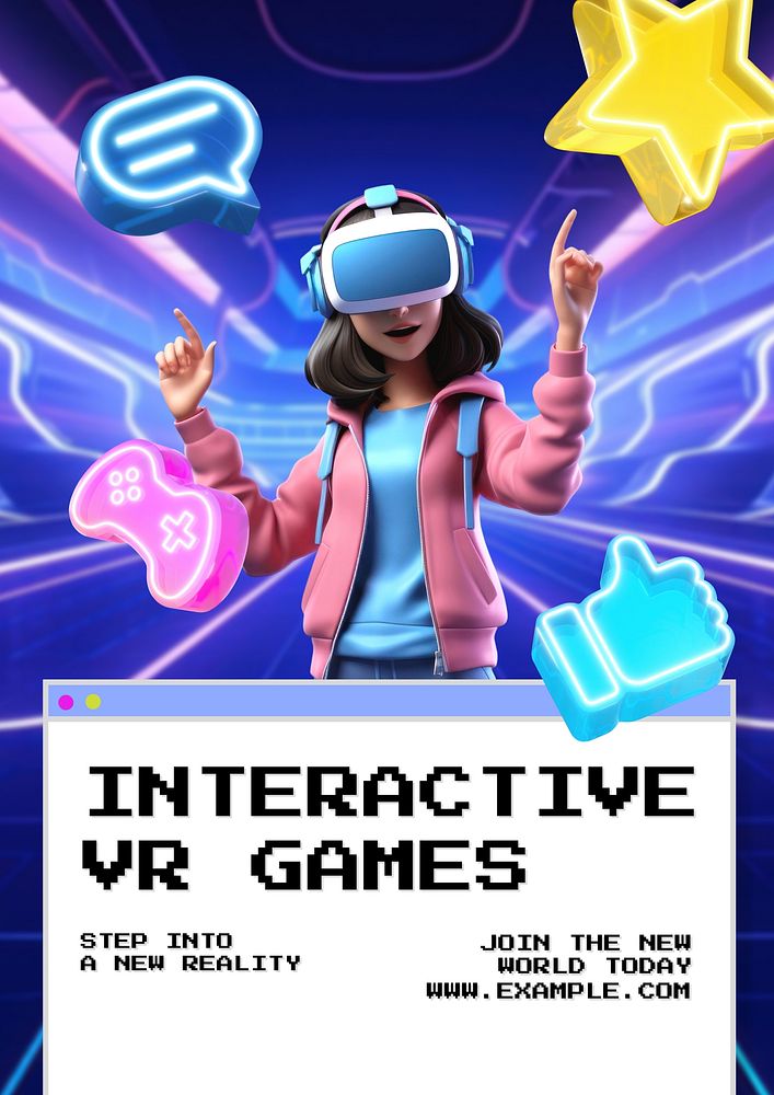 VR games poster template, editable text and design