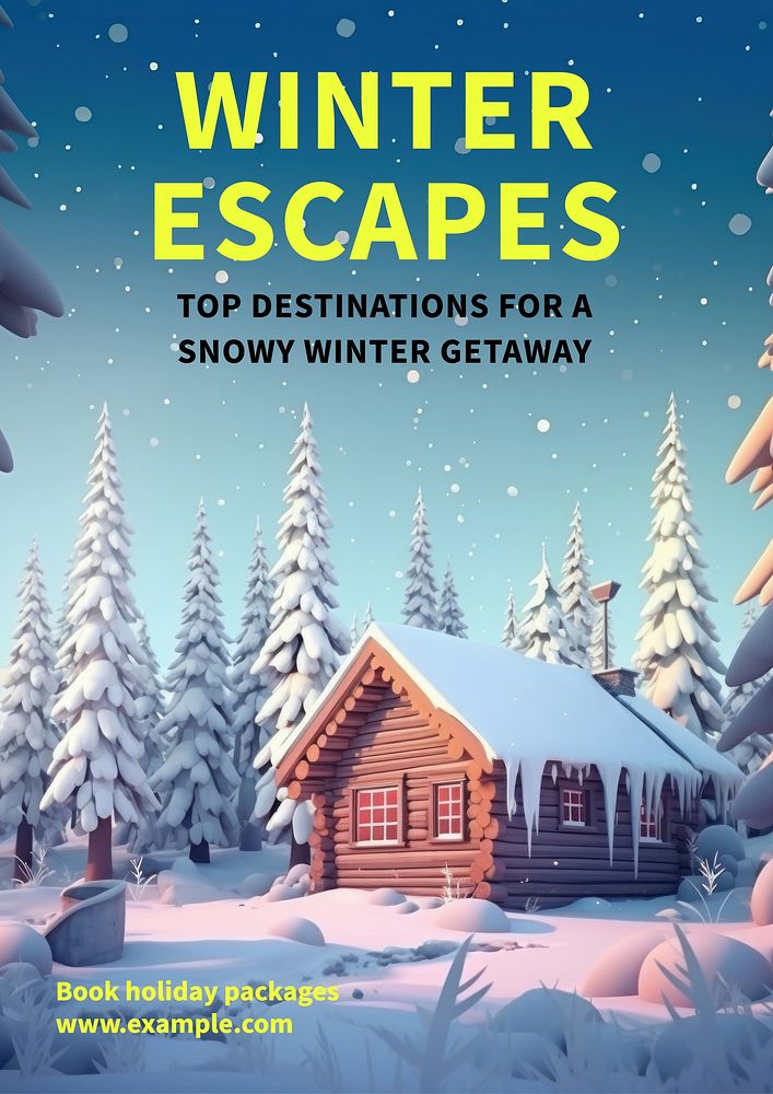 Winter getaway poster template and design