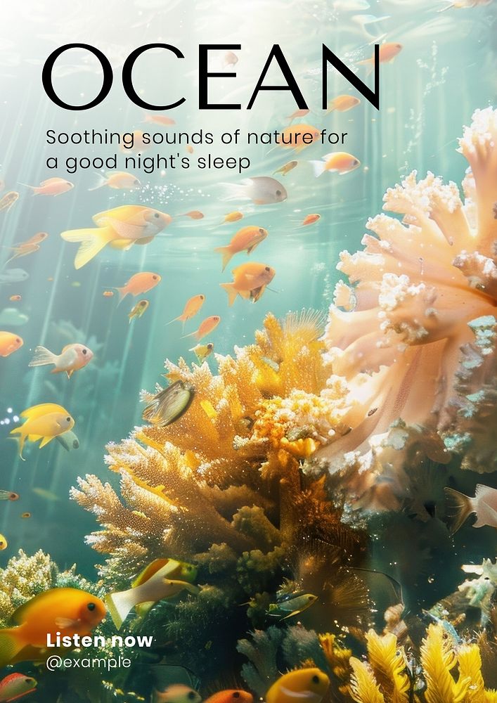 Ocean wave sounds poster template