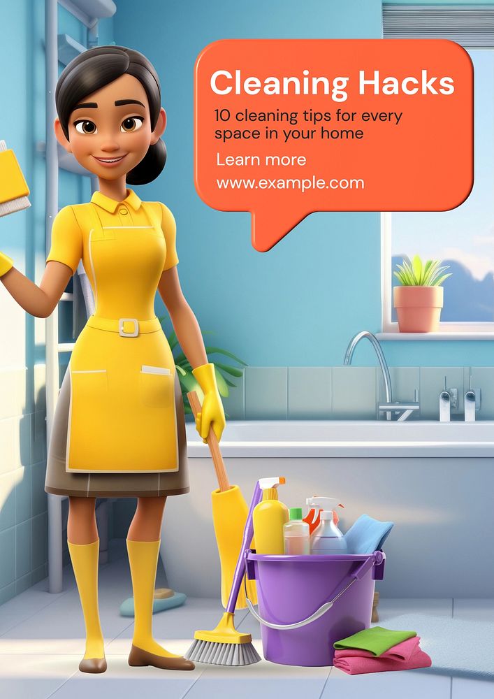 Cleaning hacks poster template