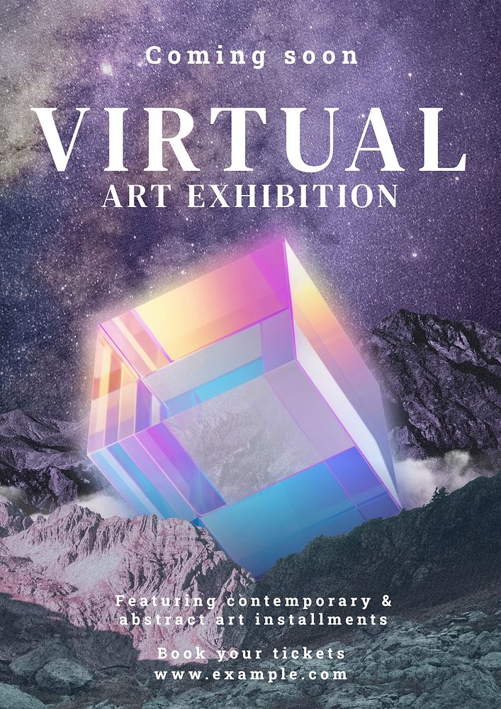 Virtual art exhibition poster template