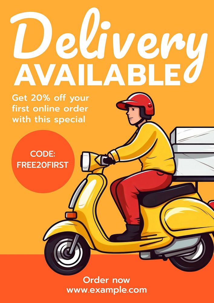 Delivery available poster template