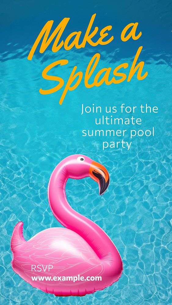 Summer pool party Facebook story template