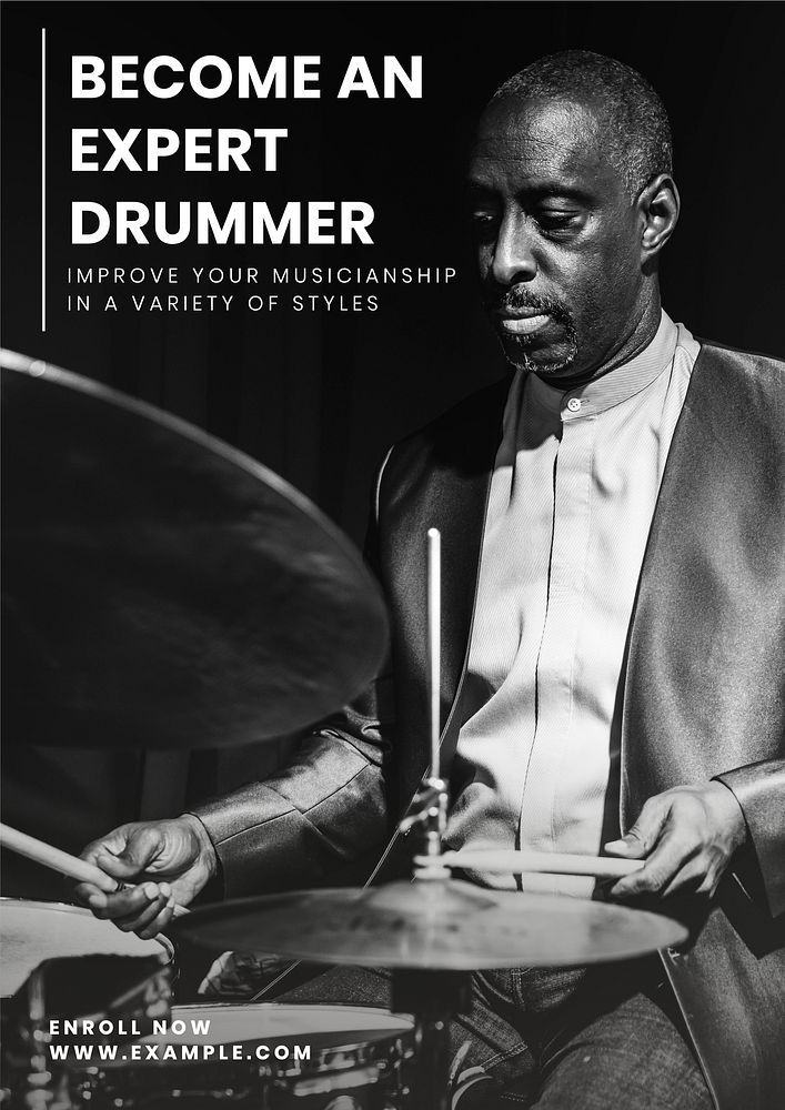 Expert drummer poster template