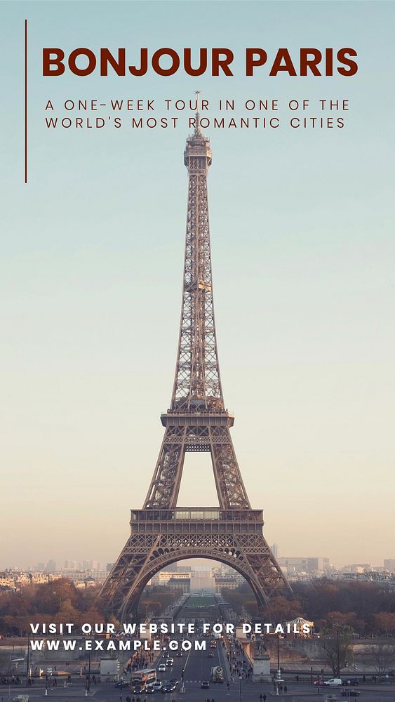 Paris travel Instagram story template, editable text