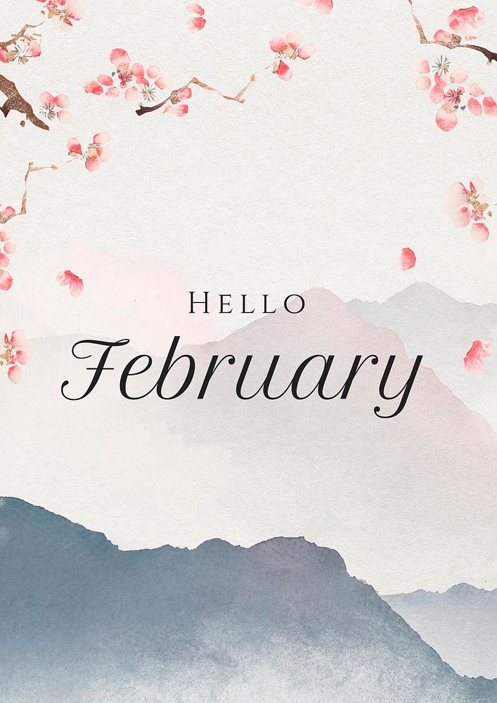 Hello February poster template