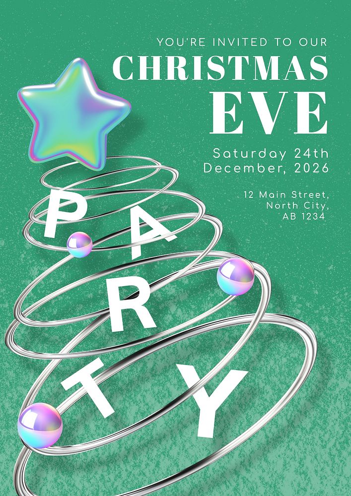 Christmas eve party invitation card template
