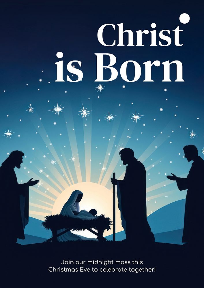 Christmas eve mass poster template and design