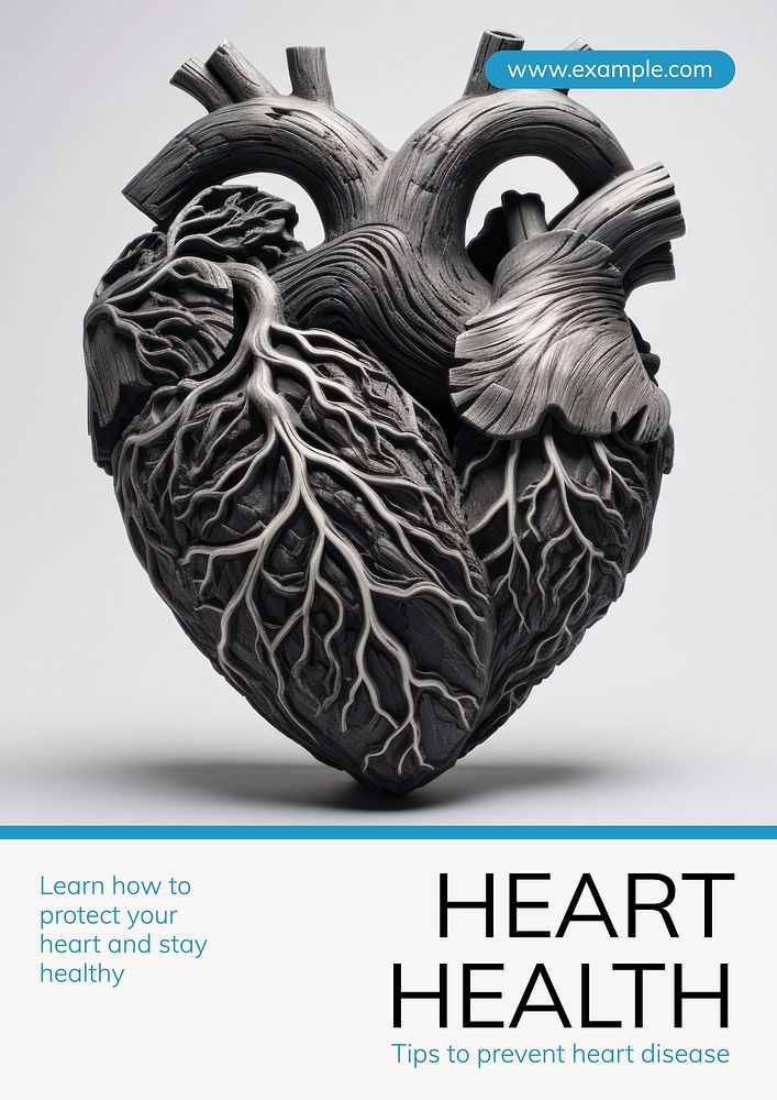 Heart health poster template, editable text and design