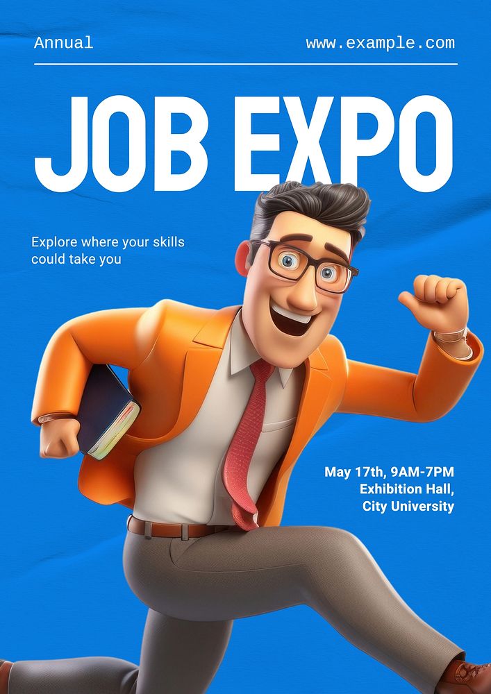 Job expo poster template, editable text and design