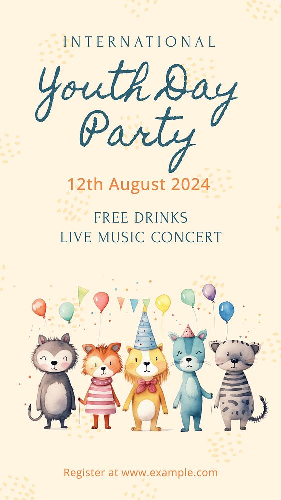 Youth day party Instagram post template, editable text