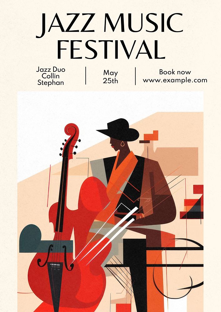 Jazz music festival poster template and design