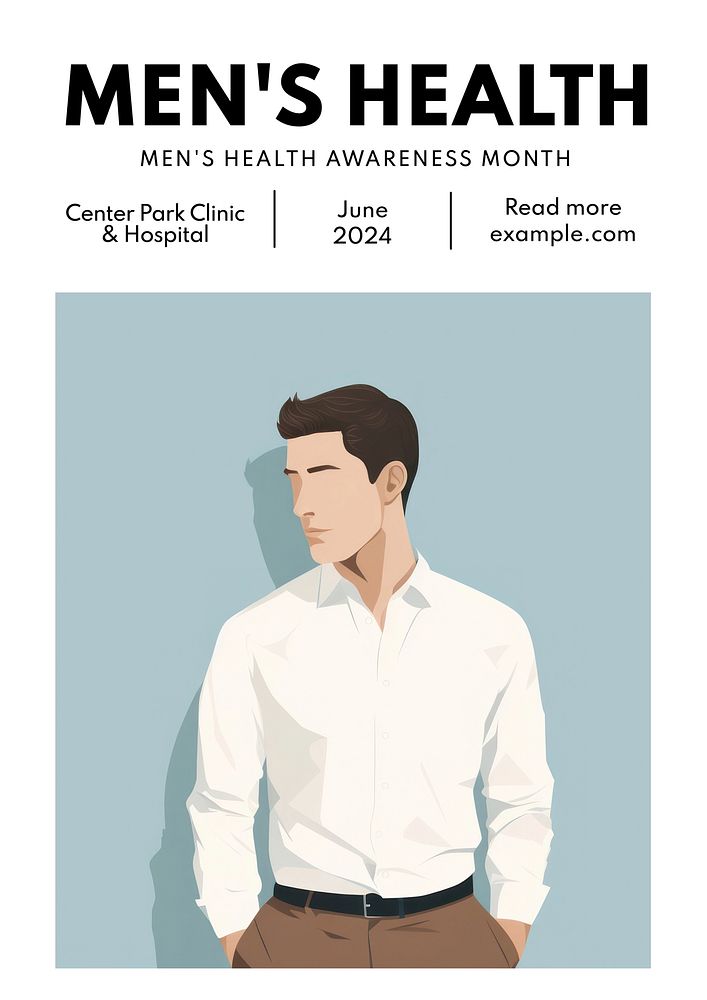 Men's health poster template, editable text and design
