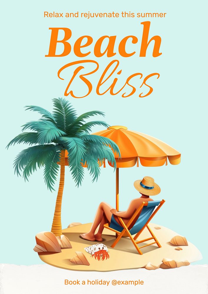 Beach holiday   poster template