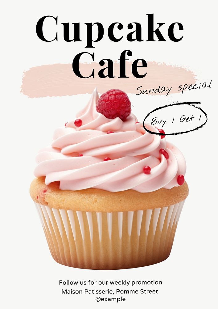 Cupcake cafe poster template