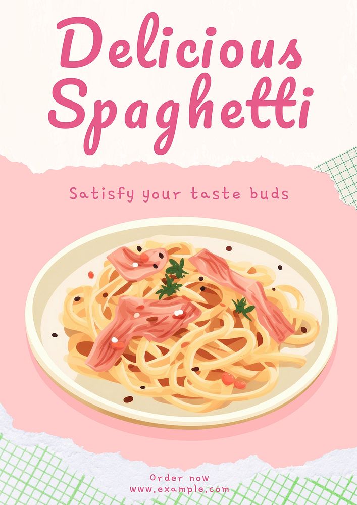 Delicious spaghetti poster template