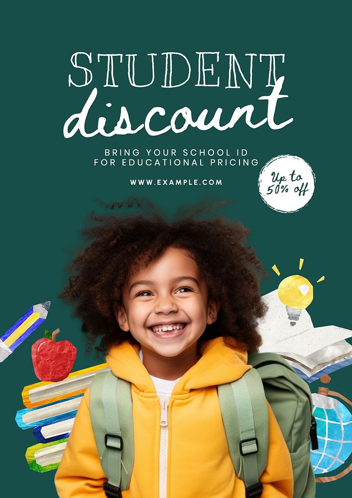 Student discount poster template