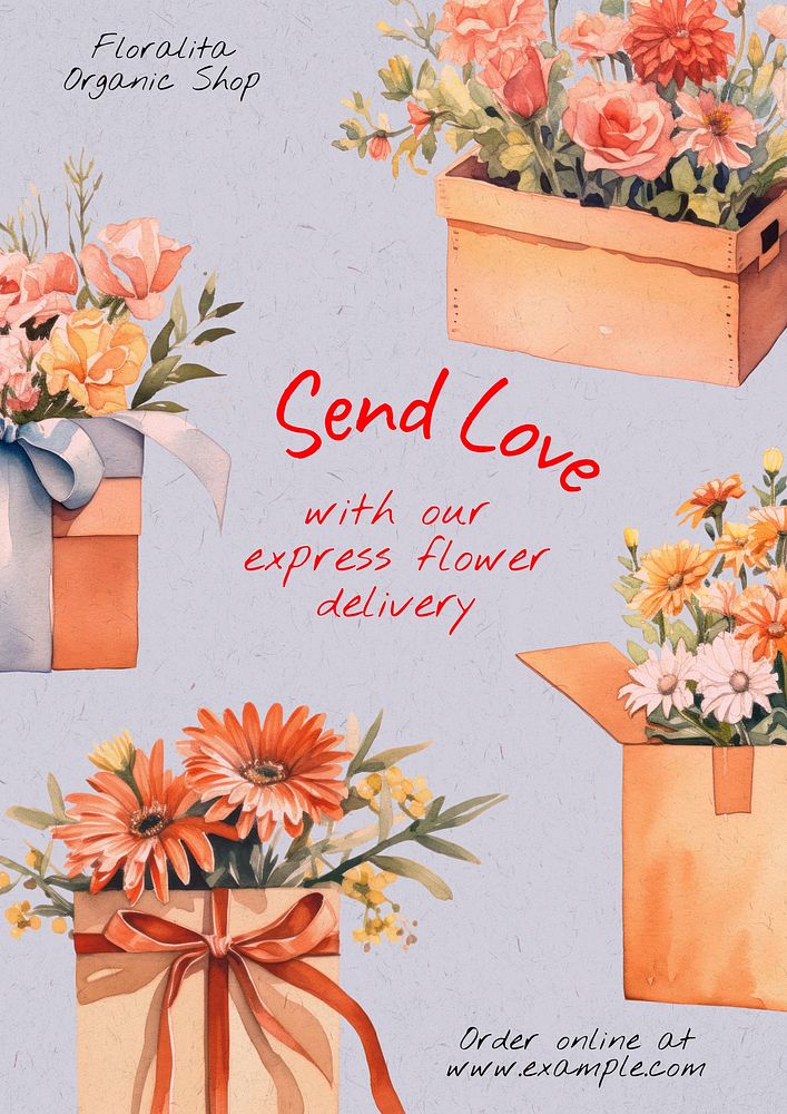 Flower delivery poster template