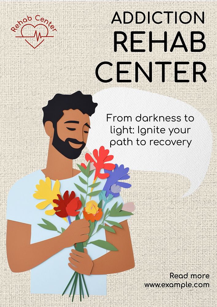 Rehab center poster template, editable text and design