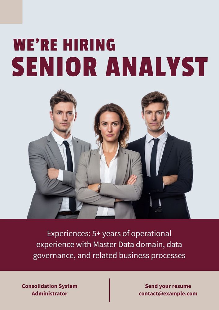Senior analyst poster template and design