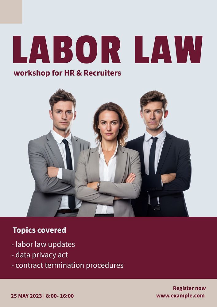 Labor law poster template, editable text and design
