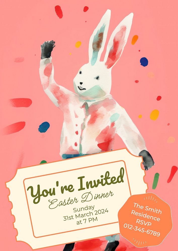 Easter dinner invitation poster template