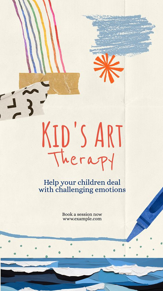 Kid's art therapy Facebook story template
