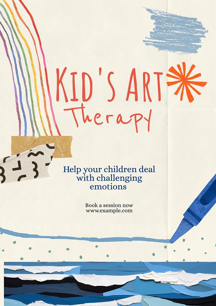 Kid's art therapy poster template