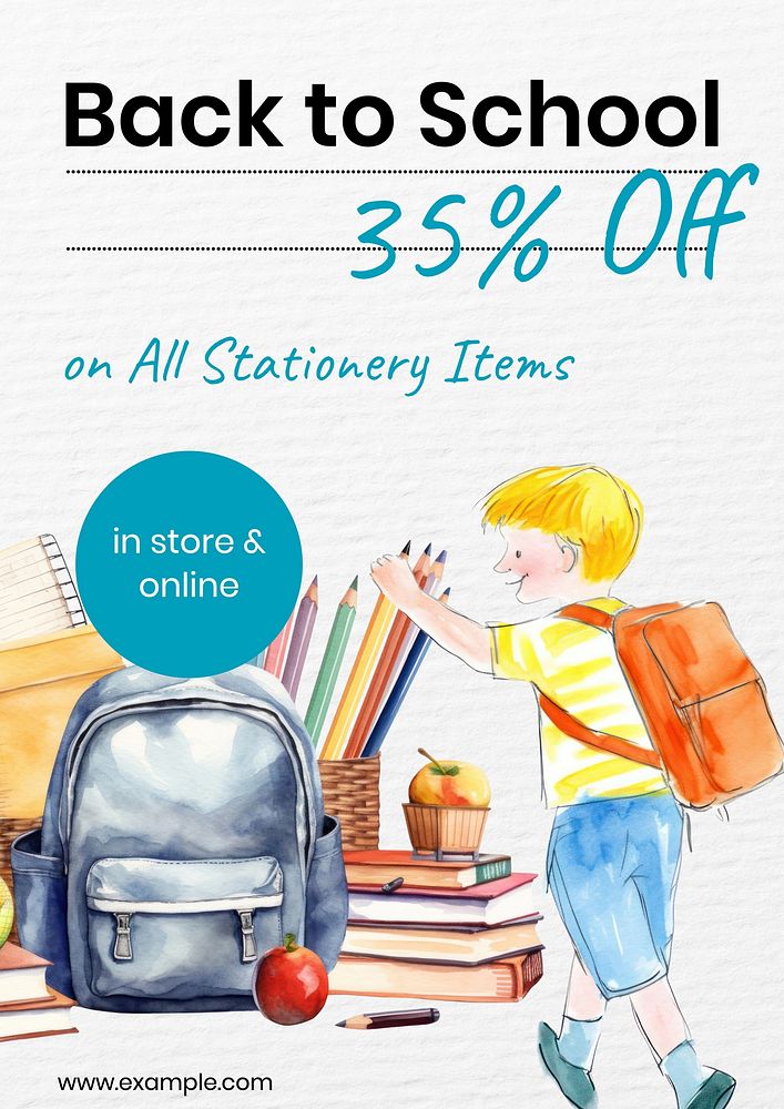 Stationery sale poster template
