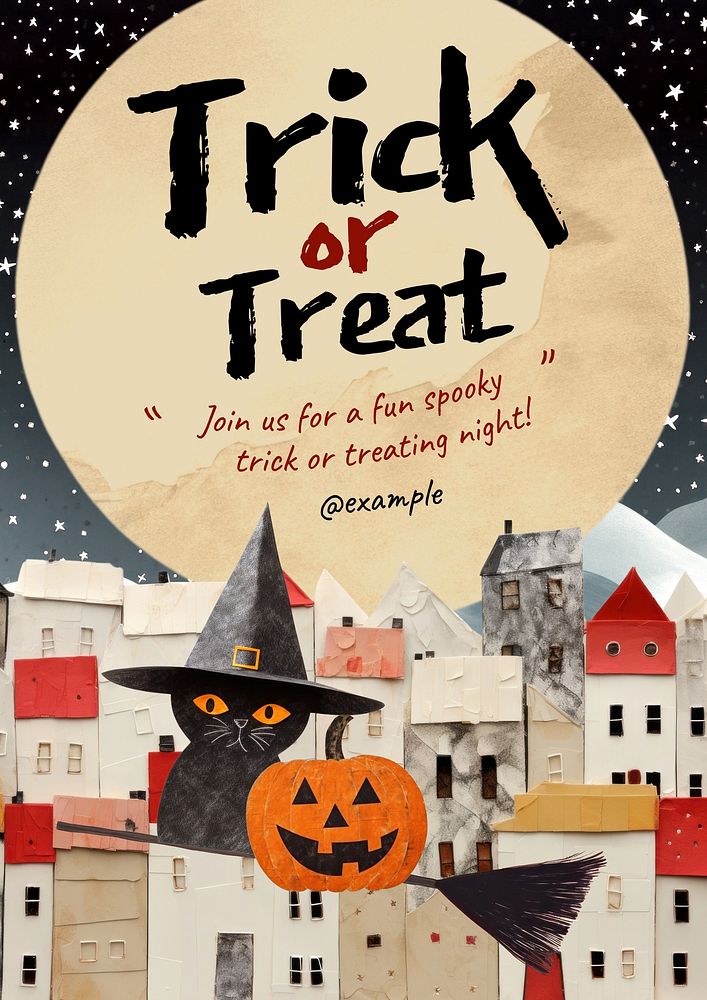 Trick or treat poster template, editable text and design