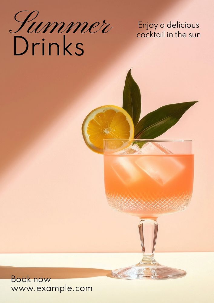 Summer drinks poster template