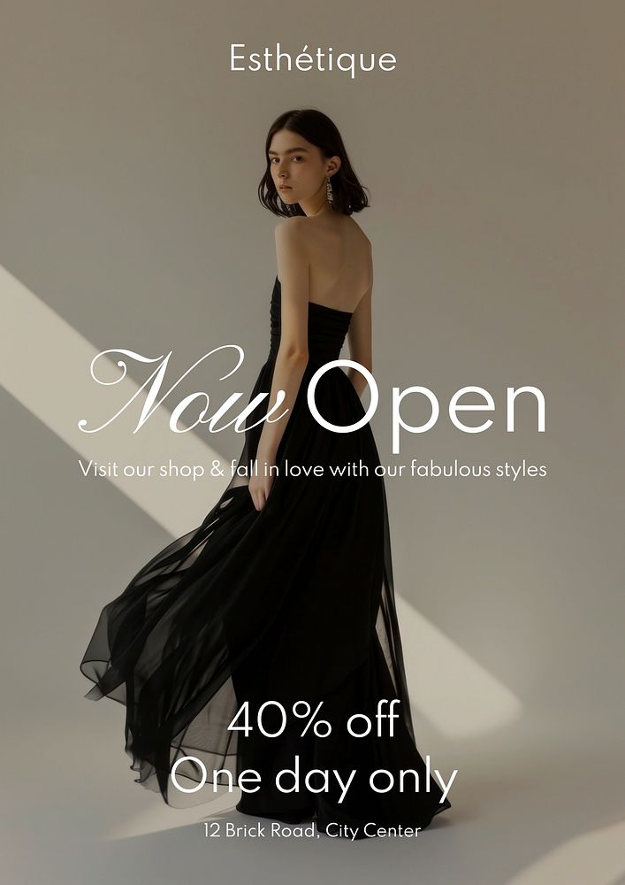 Shop now open poster template