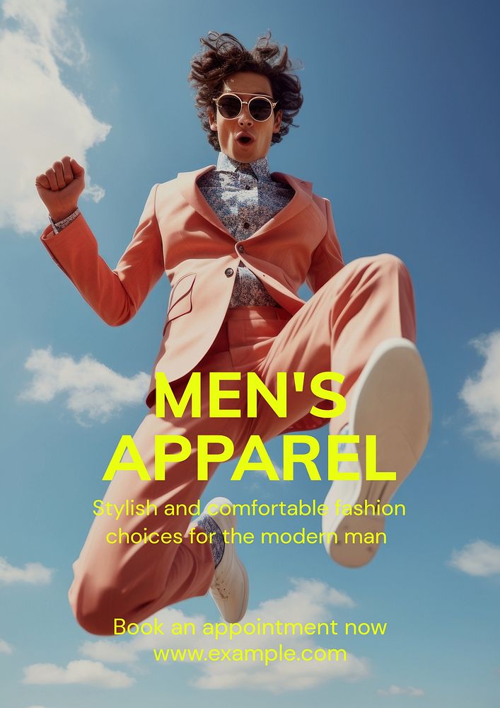 Men's apparel poster template, editable text and design