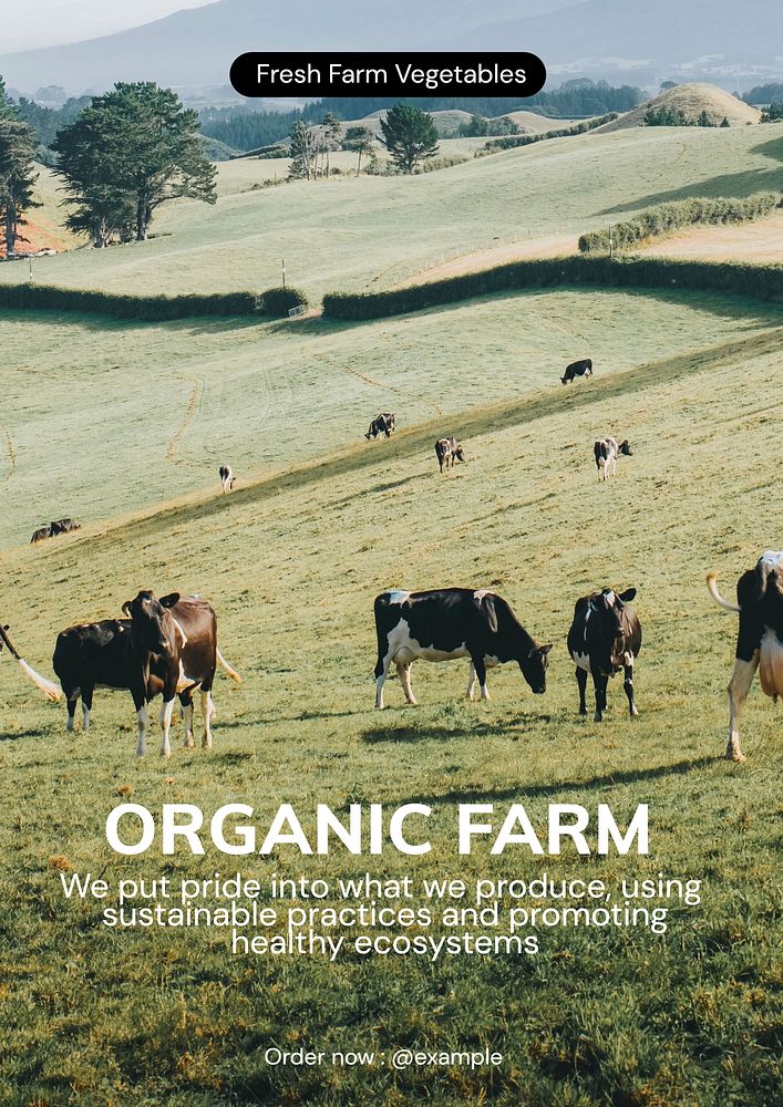 Organic farm poster template, editable text and design