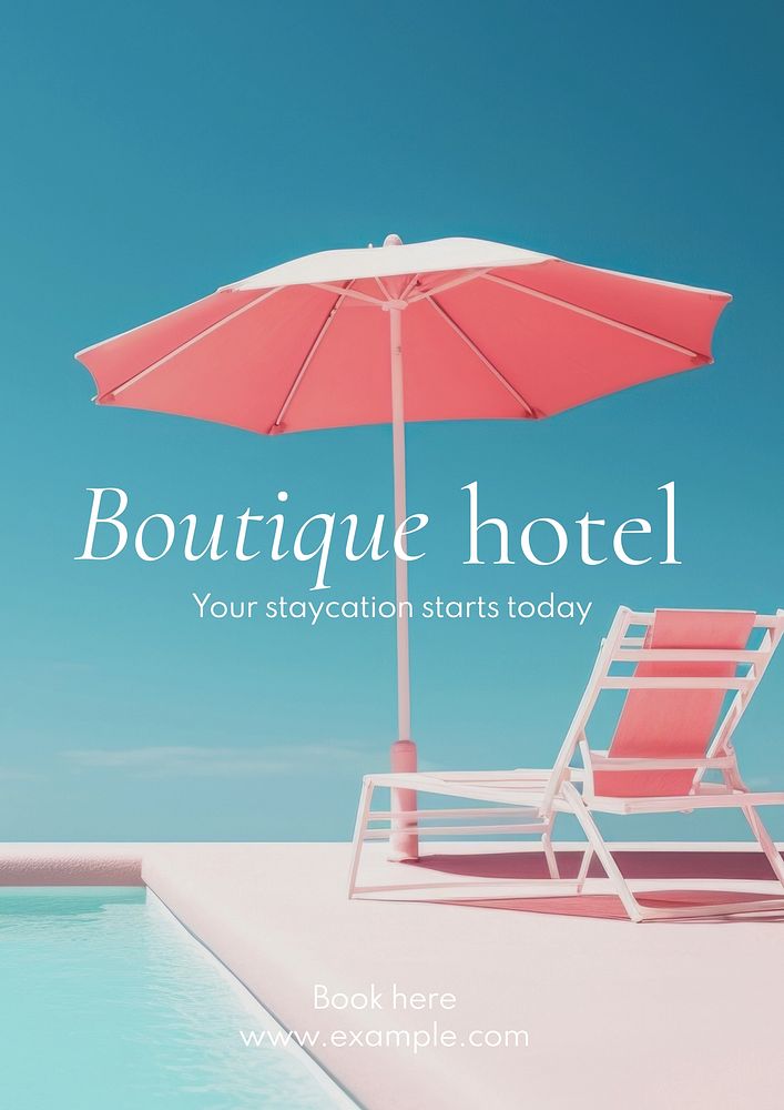 Boutique hotel poster template, editable text and design
