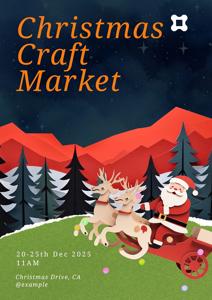 Christmas craft market poster template, editable text and design