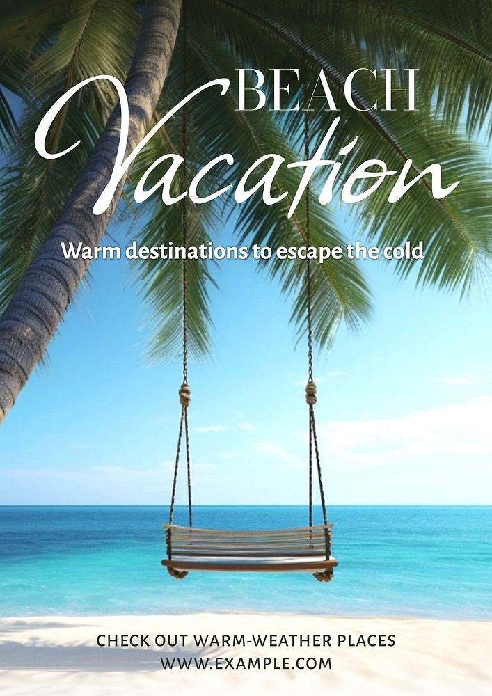 Beach vacation   poster template