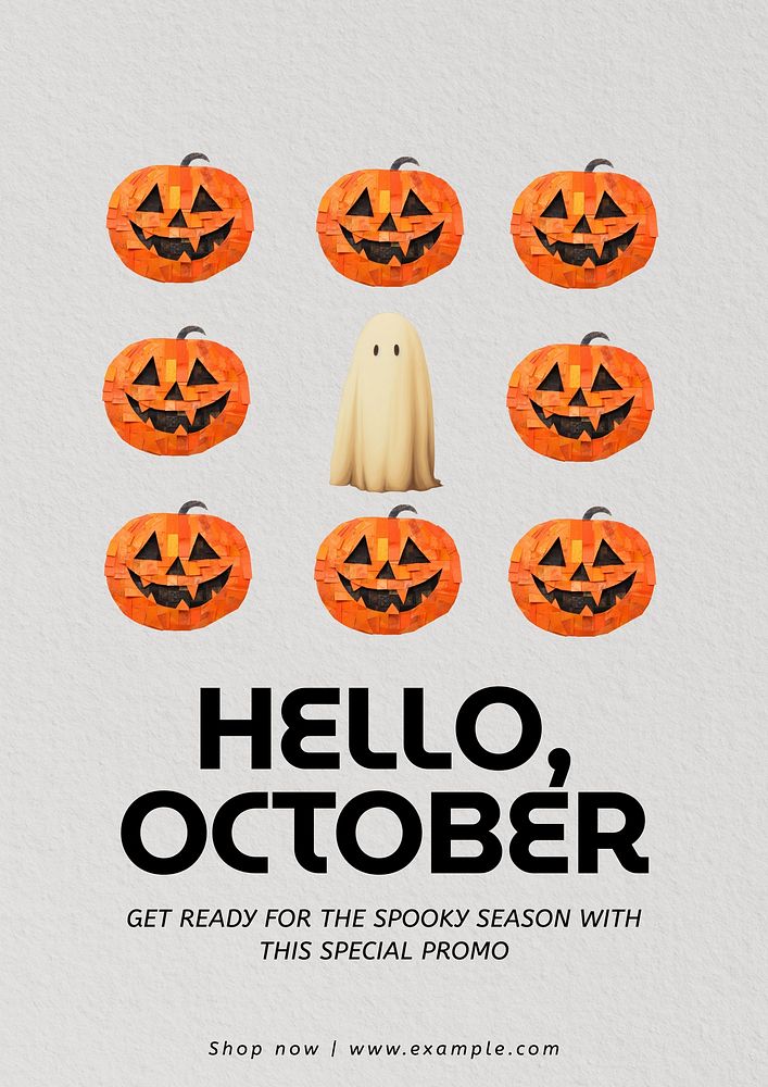 Hello October poster template, editable text and design
