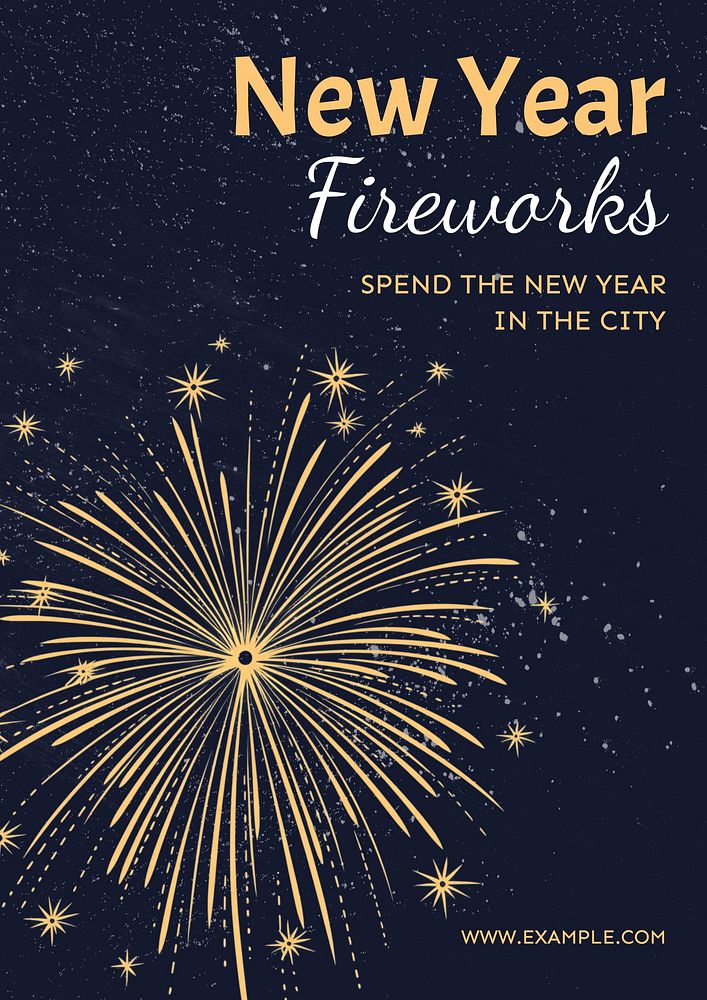 New year fireworks poster template